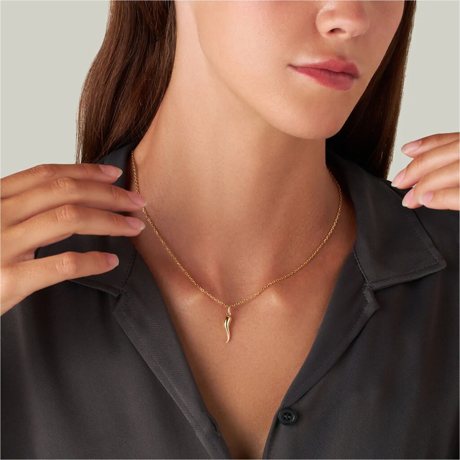 Gold-Plated Silver Enamel Cornicello Necklace – Italian Handmade Good Luck Charm