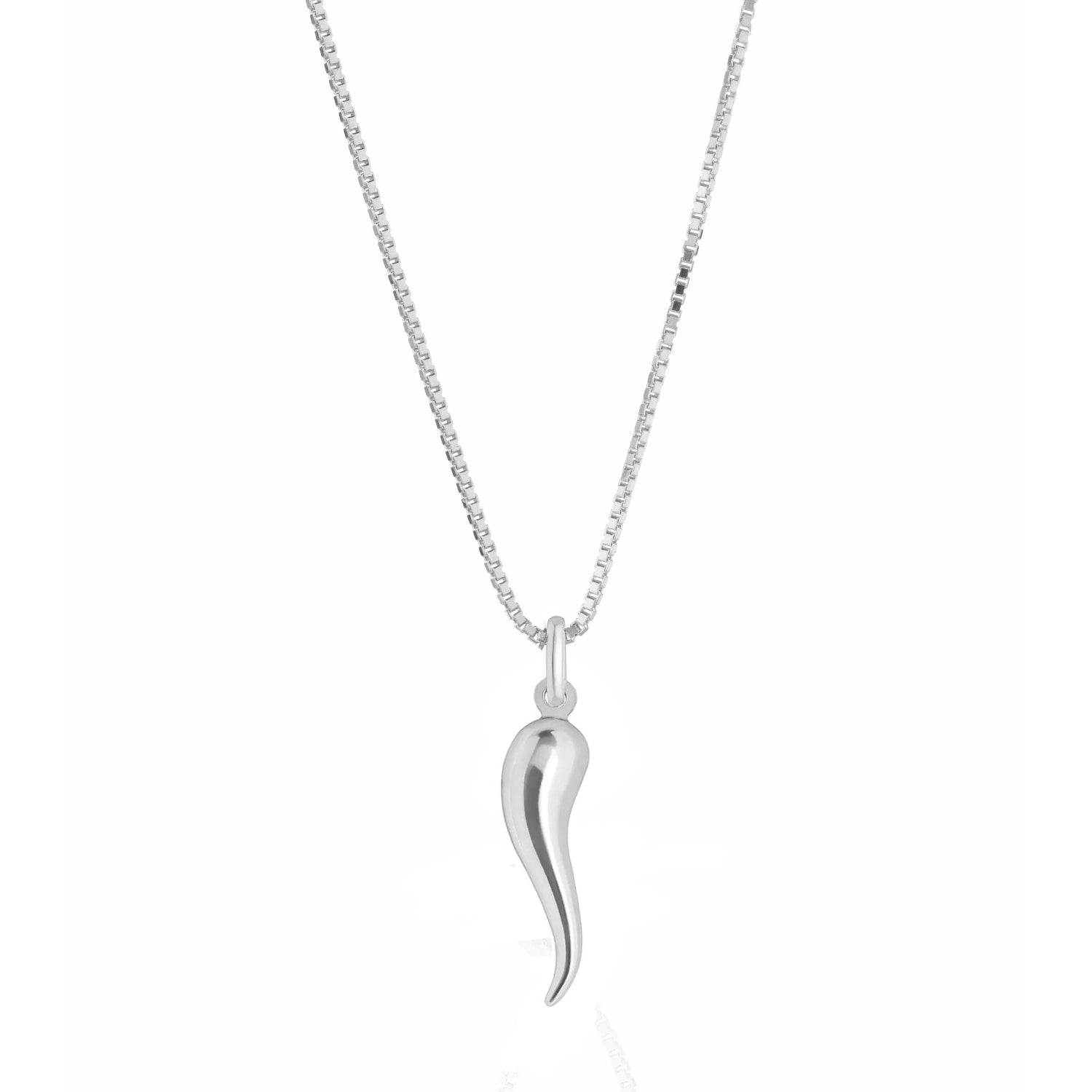 Sterling Silver Enamel Cornicello Necklace Pendant – Italian Handmade Good Luck Charm