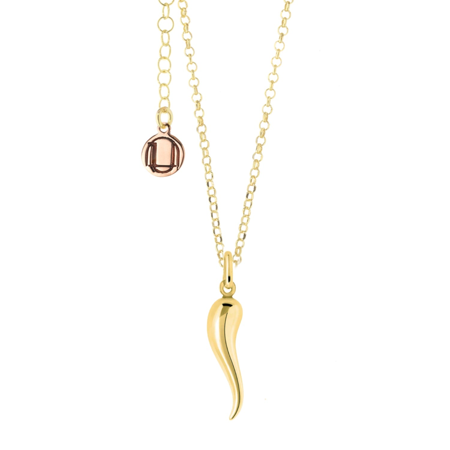 Gold-Plated Silver Enamel Cornicello Necklace – Italian Handmade Good Luck Charm