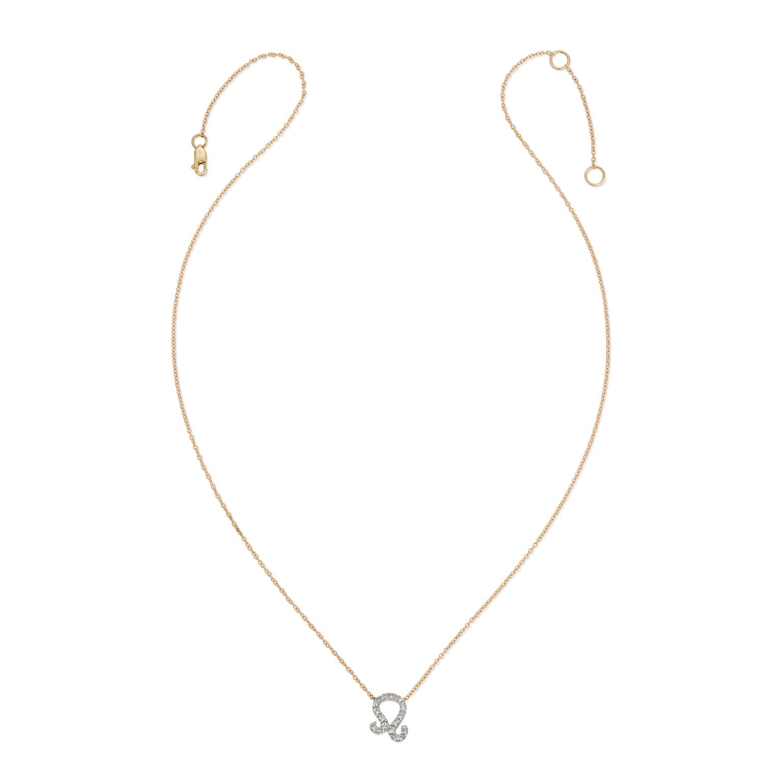 Horoscope Zodiac Leo Sun Sign Fine Diamond Fourteen Karat Necklace