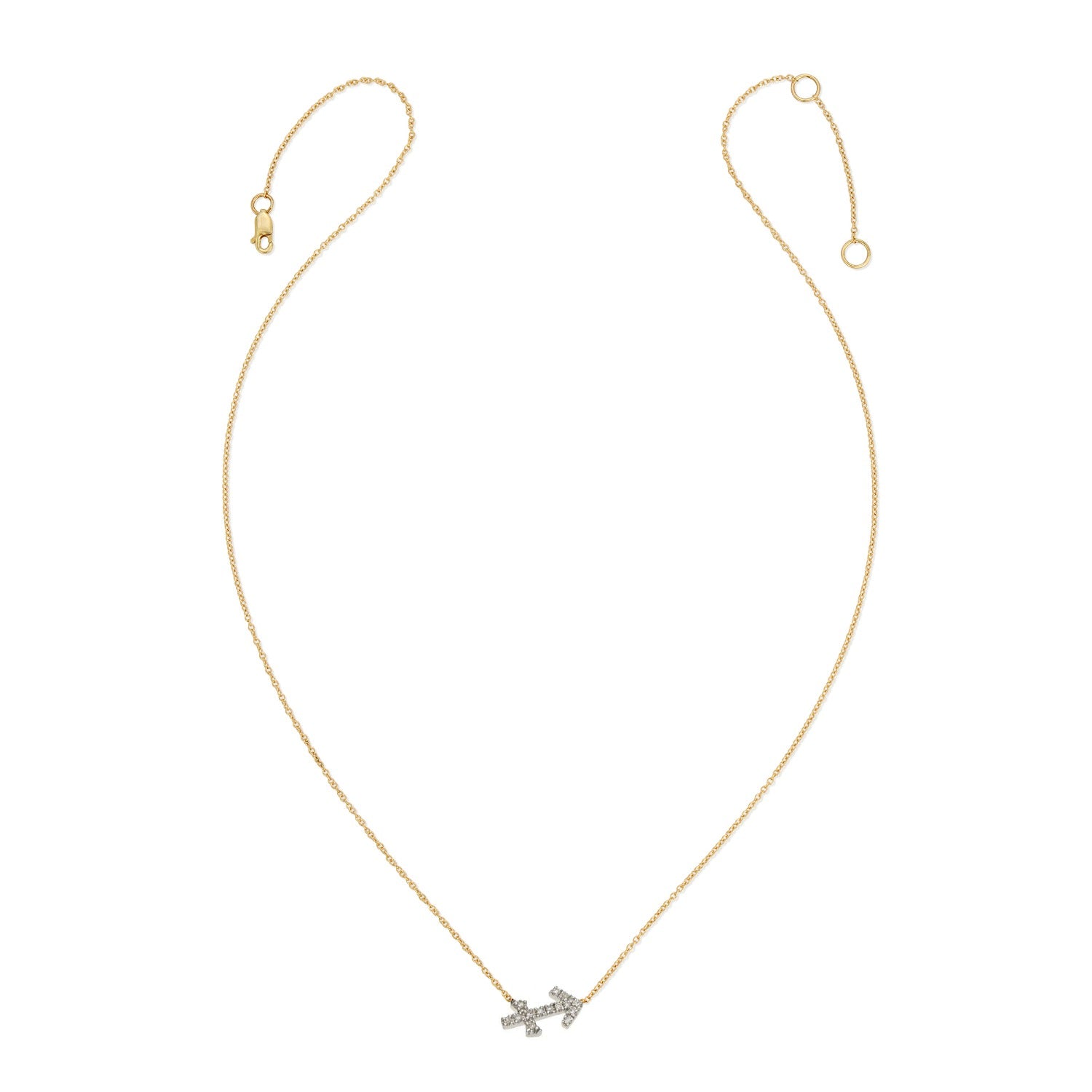 Horoscope Zodiac Sagittarius Archer Arrow Symbol Fine Diamond Fourteen Karat Necklace