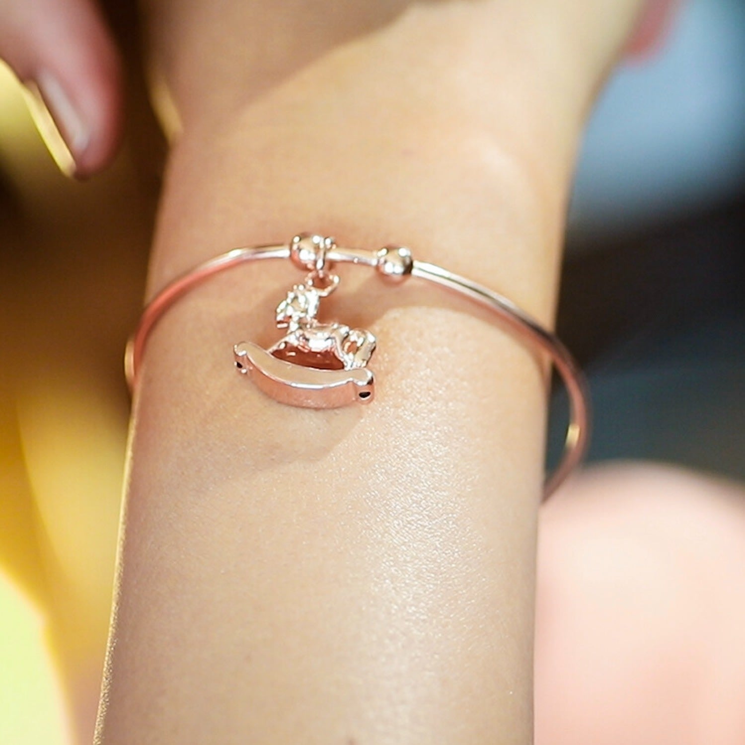 Horse Rocker Pendant Silver Bangle