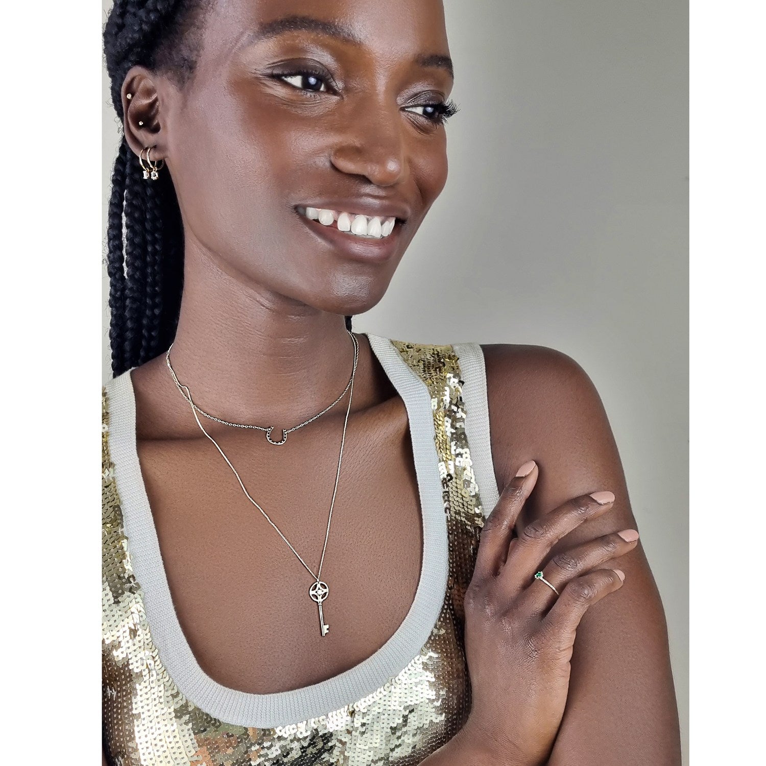 Diamond Key Necklace – Gold
