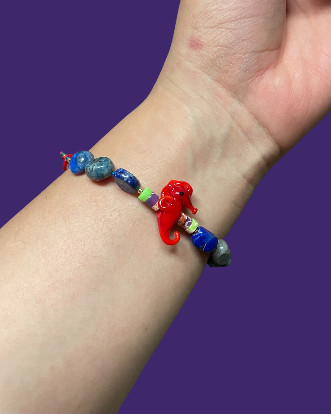 Horsey – Beaded Bracelet With Murano Glass Seahorse