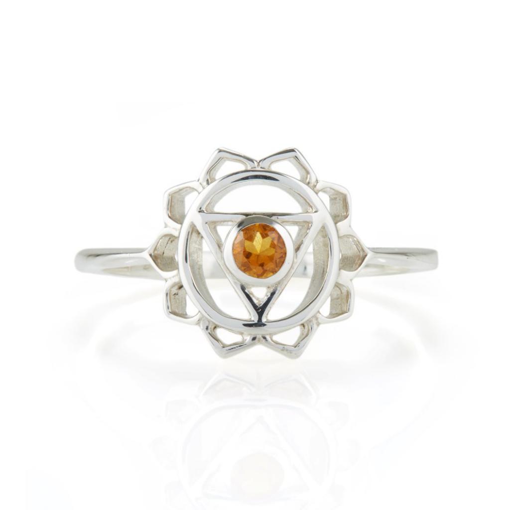 Solar Plexus Chakra Silver Ring - Citrine