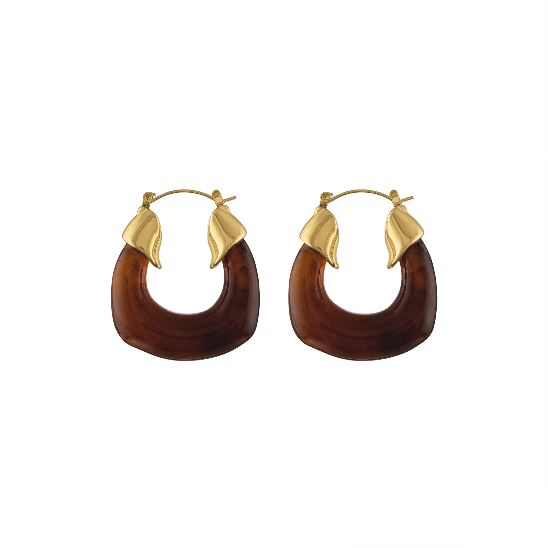 Kylie Acrylic Hoop Earrings - Brown