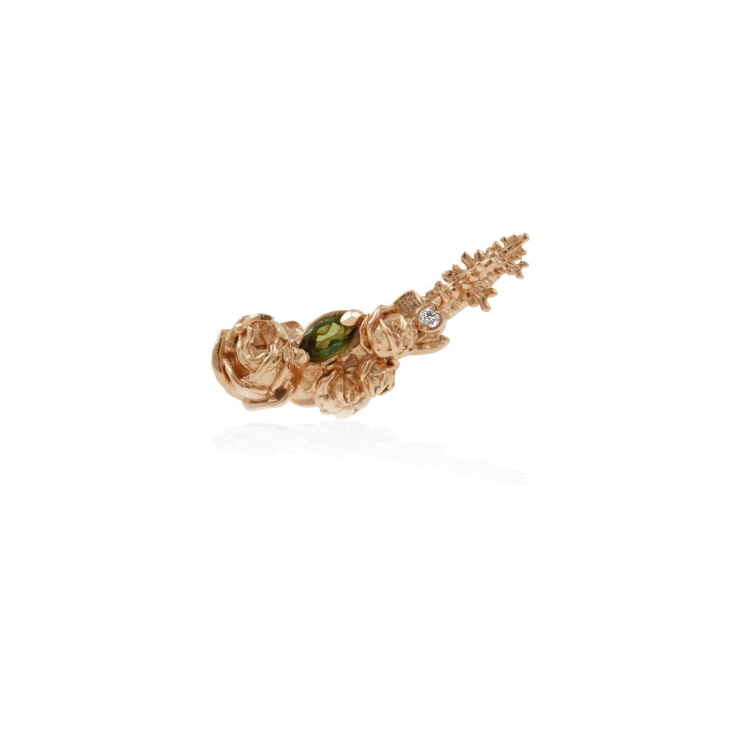Rose Diamond & Tourmaline Slider Earring Single - Rose Gold