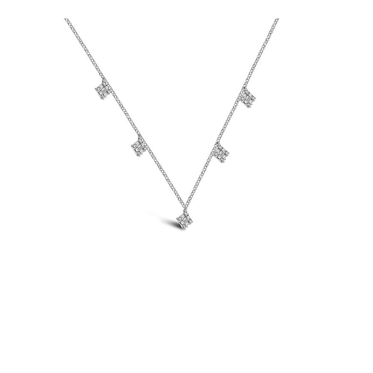 18K White Gold Rhombus Shape Diamond Necklace / Choker