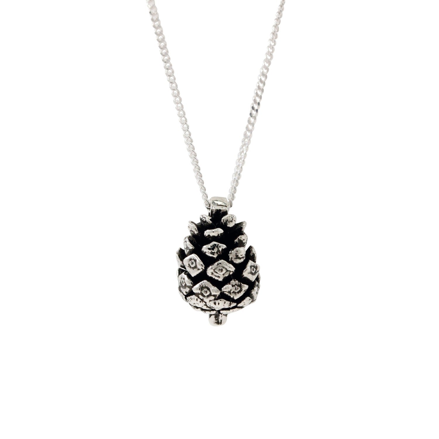 Baby Pine Cone Necklace - Silver