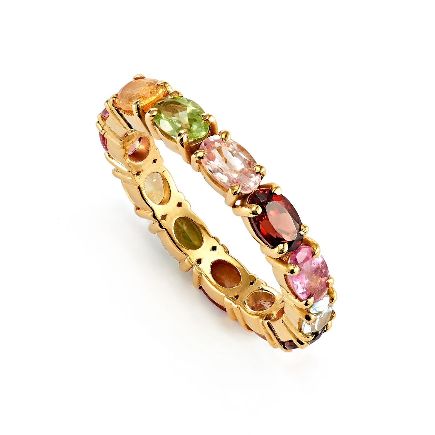 Rainbow Multi Colour Stone Eternity Ring