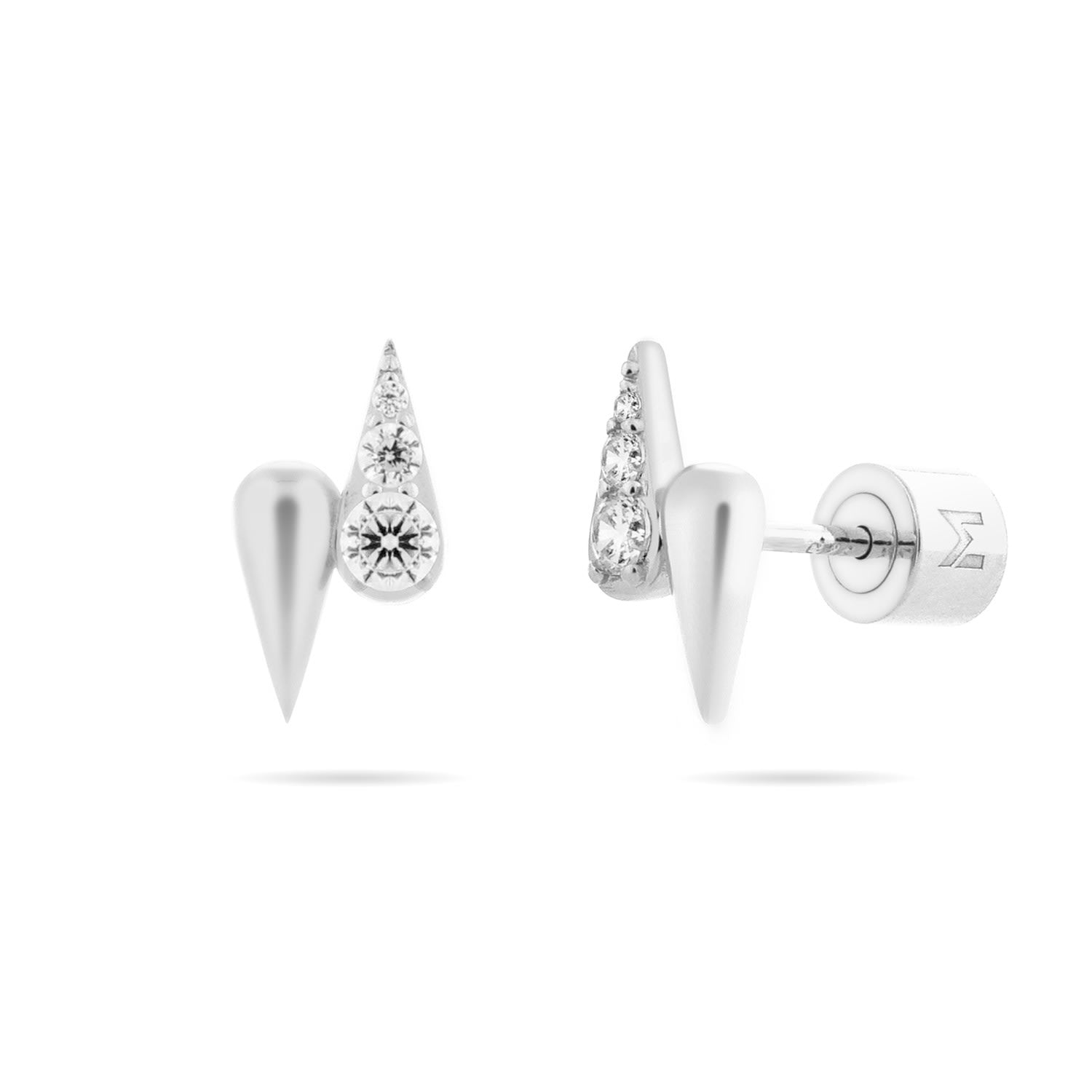 Double Waterdrop Stud Earrings - Silver