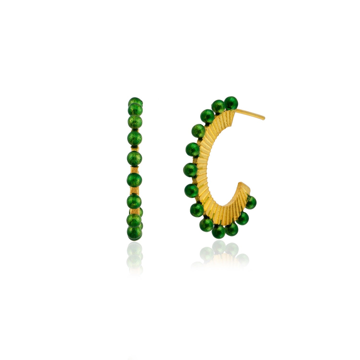 Green Oval Hoop Earrings