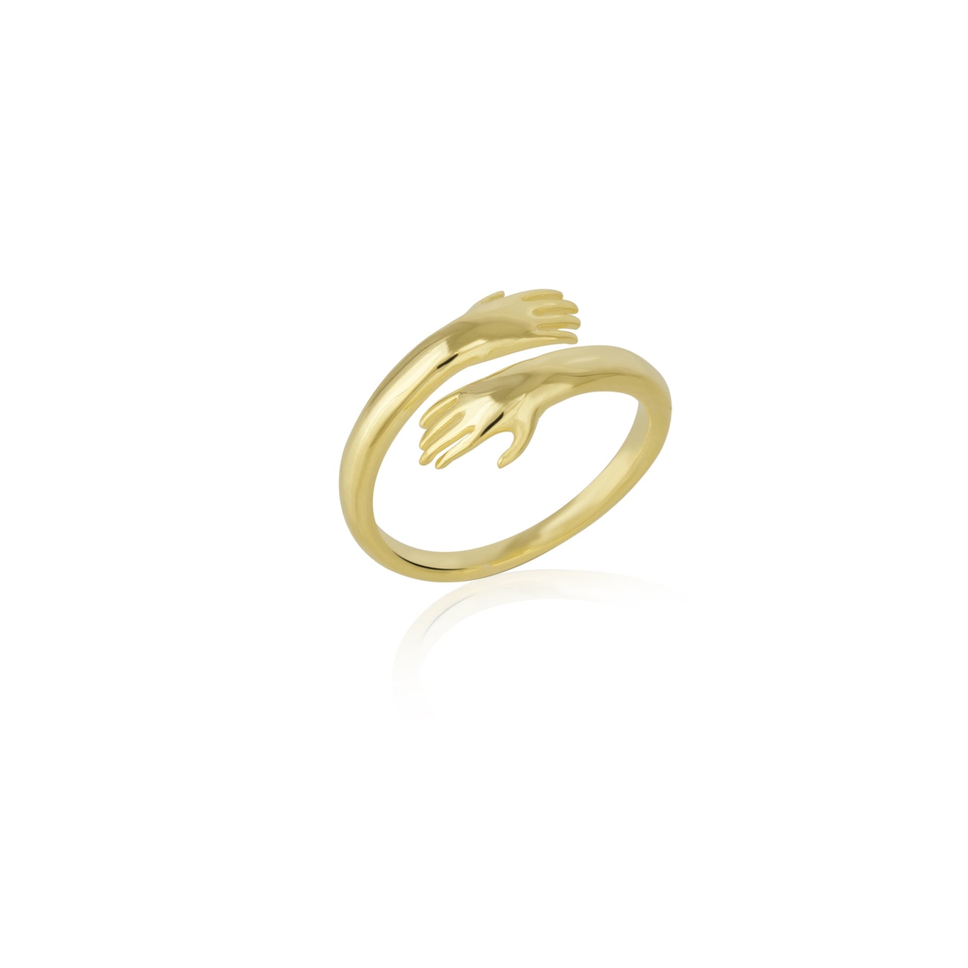 Hug Ring With Hands Sterling Silver - Gold