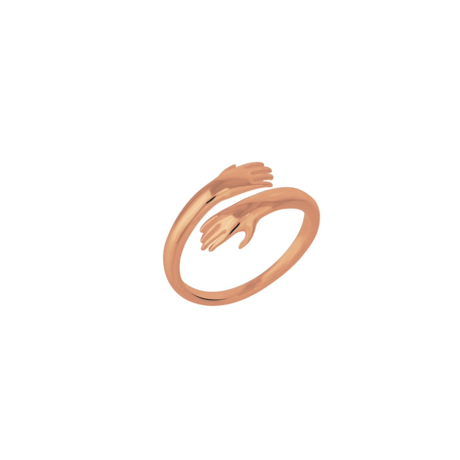 Hug Ring With Hands Sterling Silver - Rose Gold