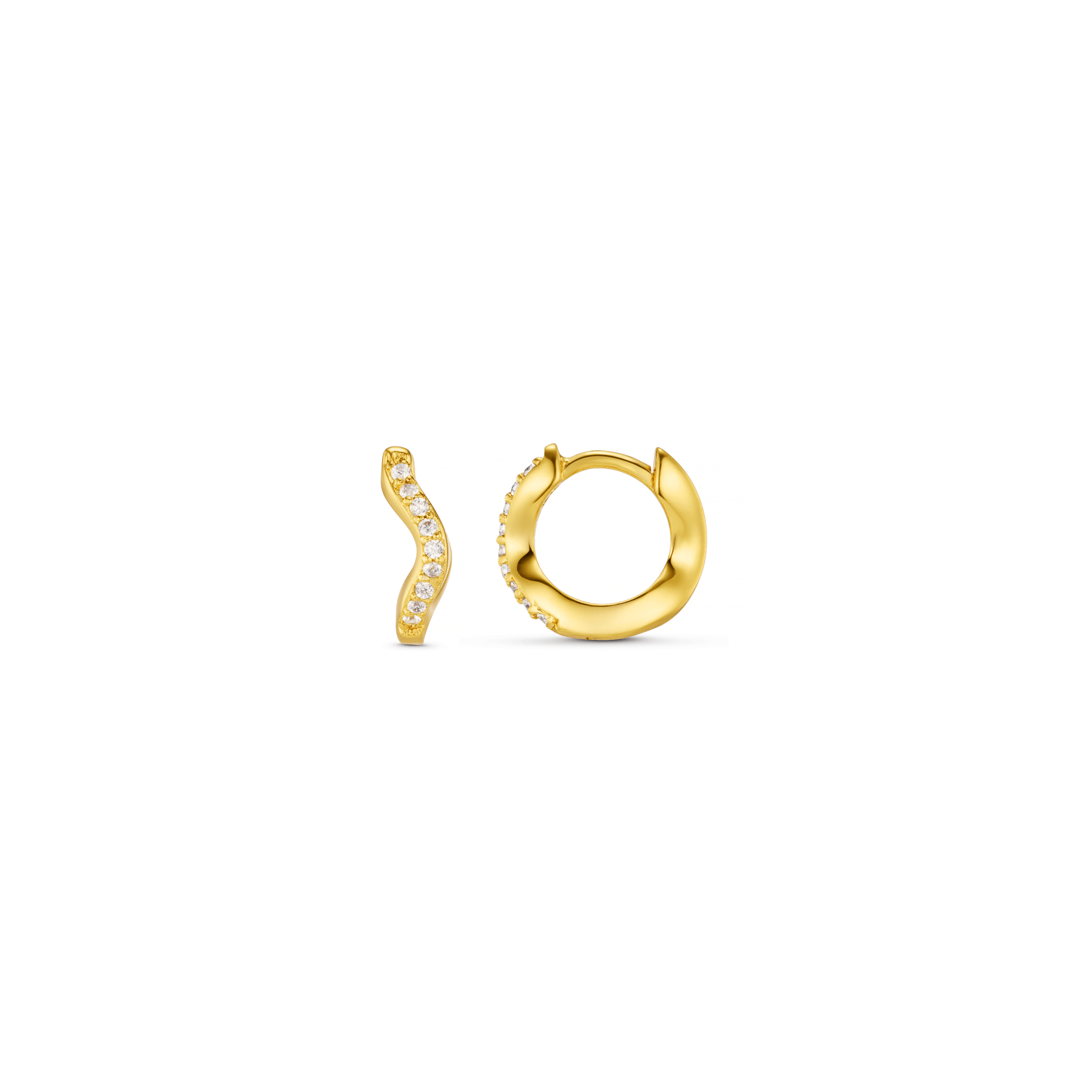 Fine Pave Wave Micro Hoop Earrings