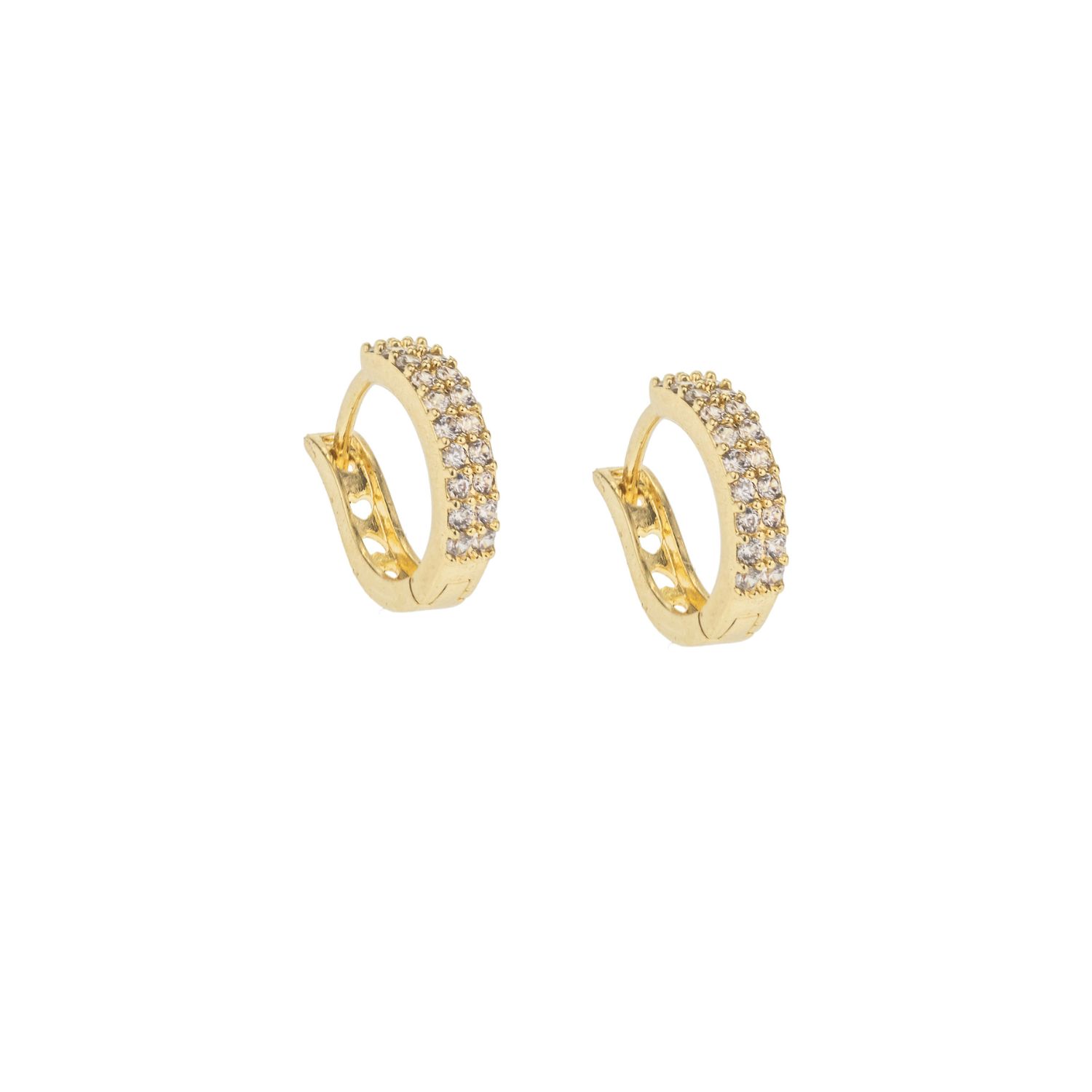 Huggie Hoop Earrings, Gold Over Sterling Silver With Zirconia Diamonds