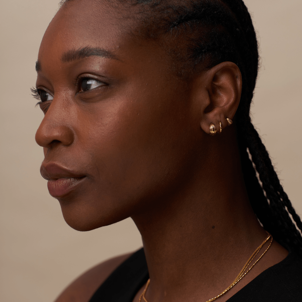 Textured Ridged Huggie Hoops