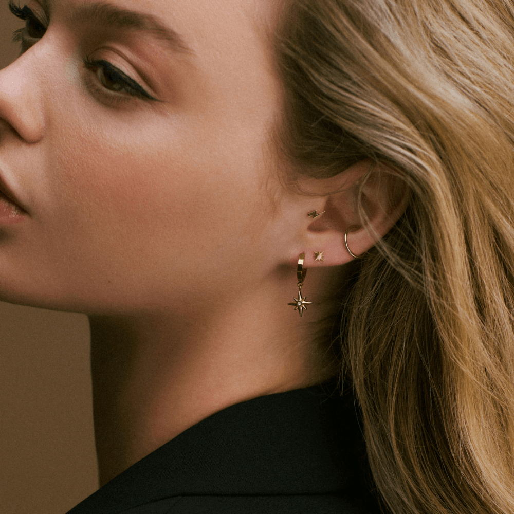 LUXE Crystal Starburst Huggie Hoop Earrings