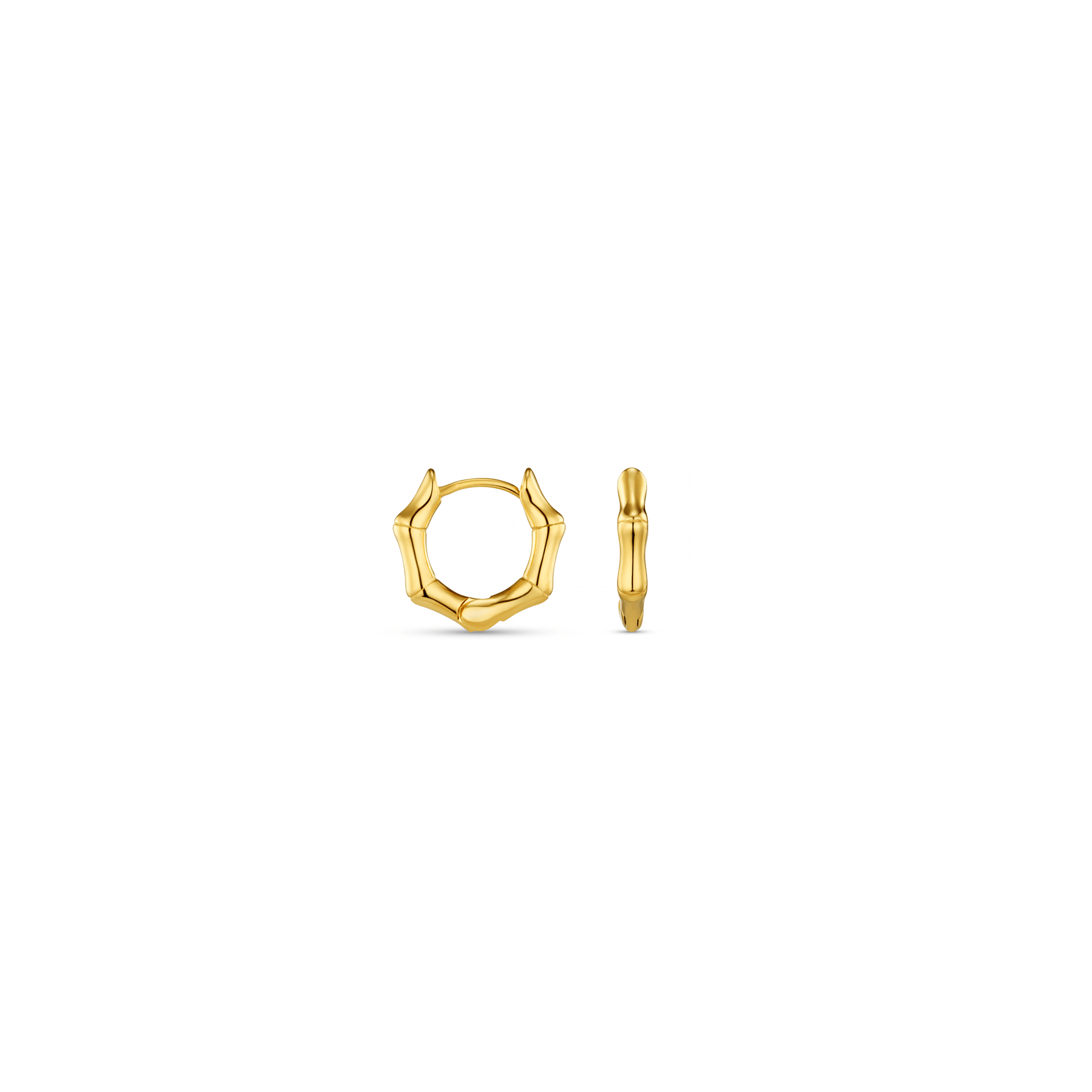 LUXE Polished Bamboo Huggie Hoop Earrings