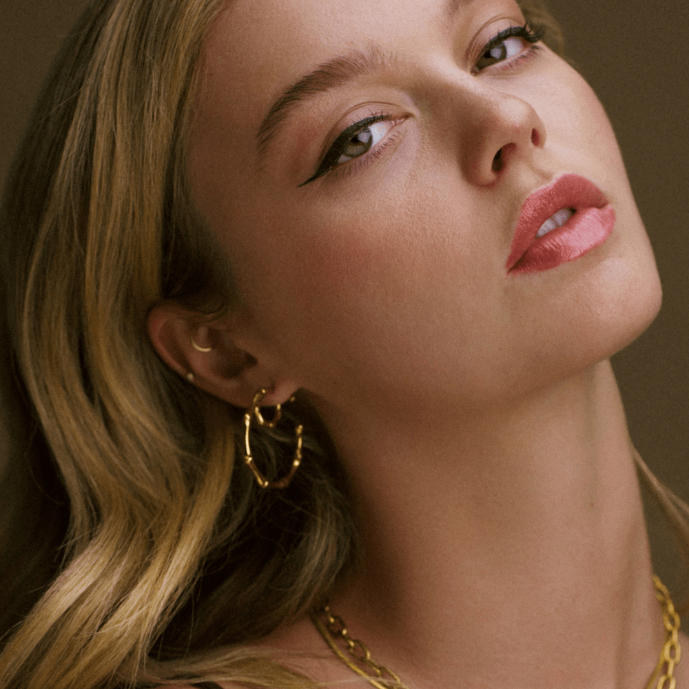 LUXE Polished Bamboo Huggie Hoop Earrings