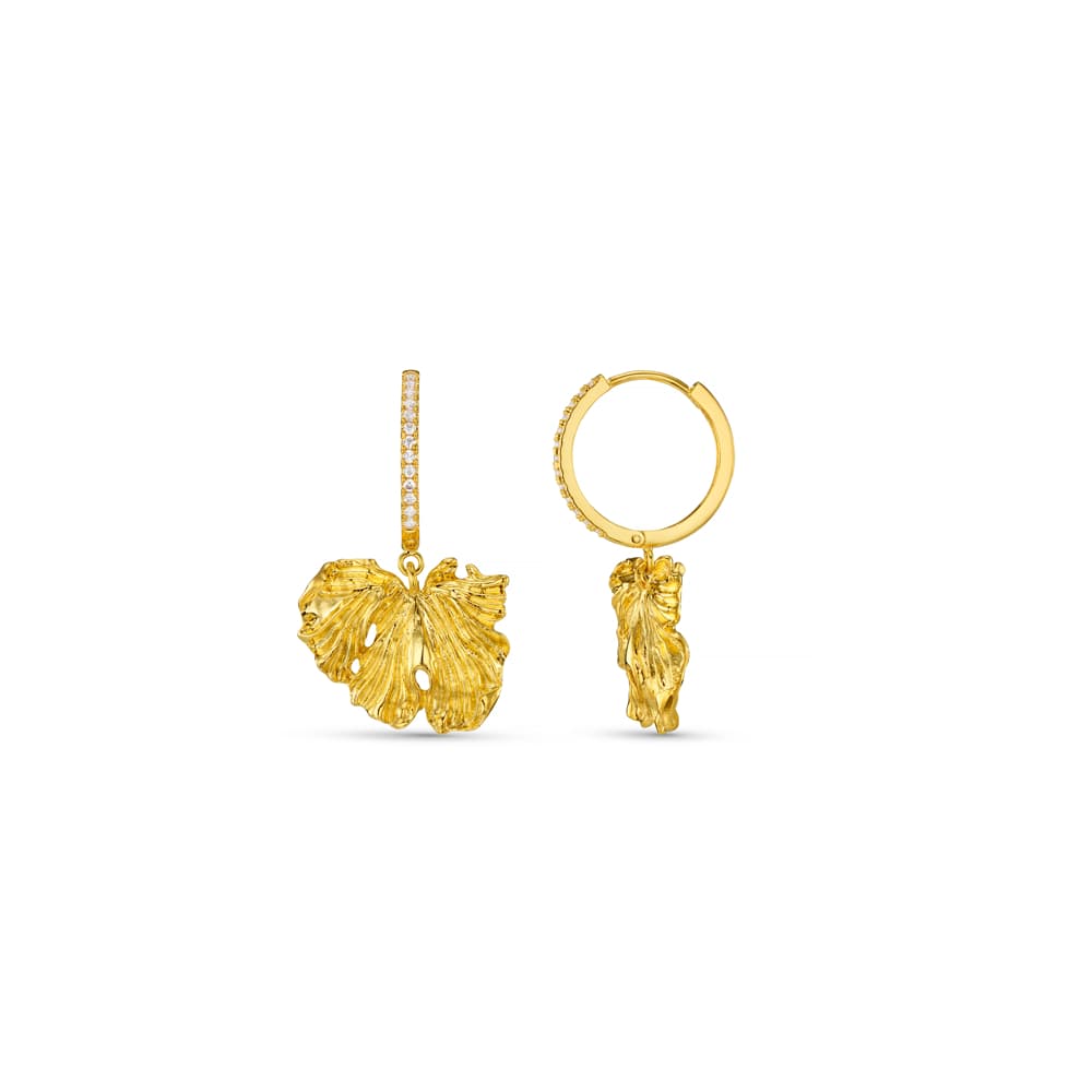 Molten Leaf Pavé Hoop Earrings