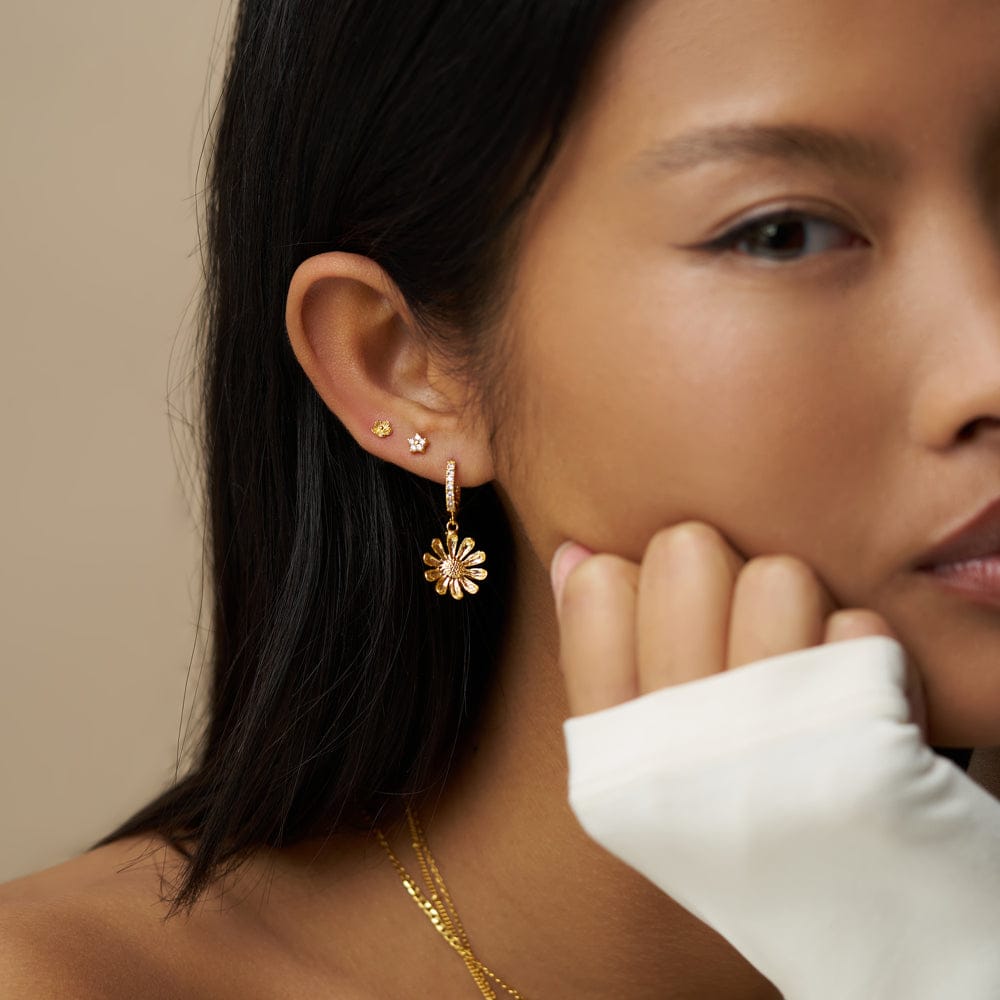 Daisy & Pavé Hoop Earrings