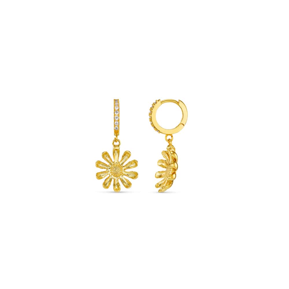 Daisy & Pavé Hoop Earrings