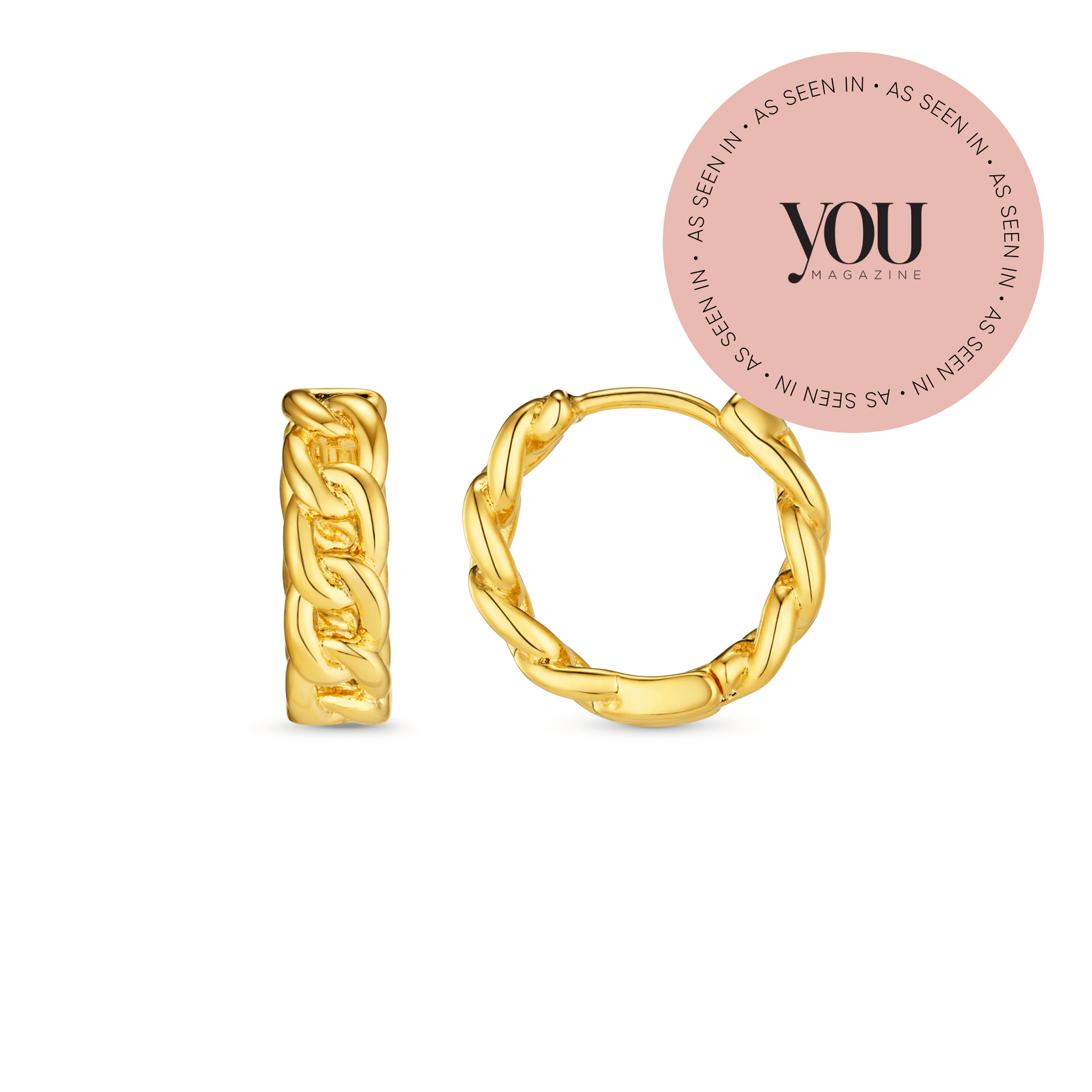 Chain Huggie Hoop Earrings - Gold