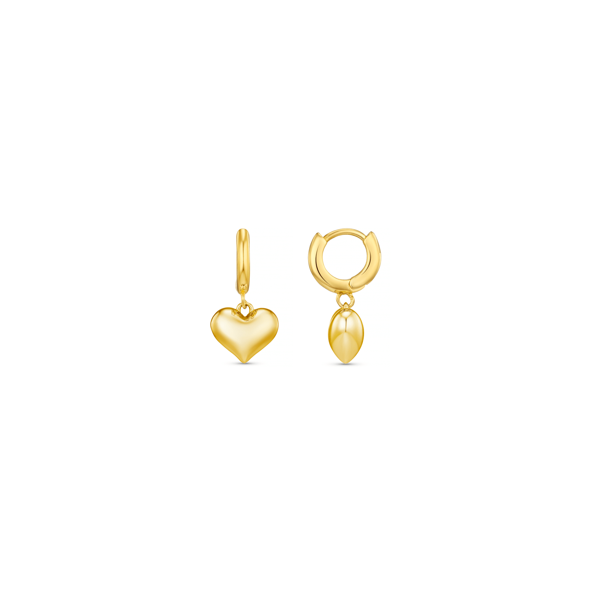 Domed Heart Charm Huggie Hoops Earrings