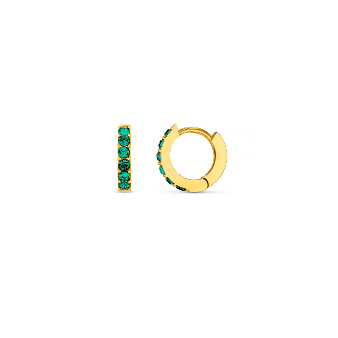 Emerald Huggie Hoop Earrings Made With Swarovski® Crystals - Gold