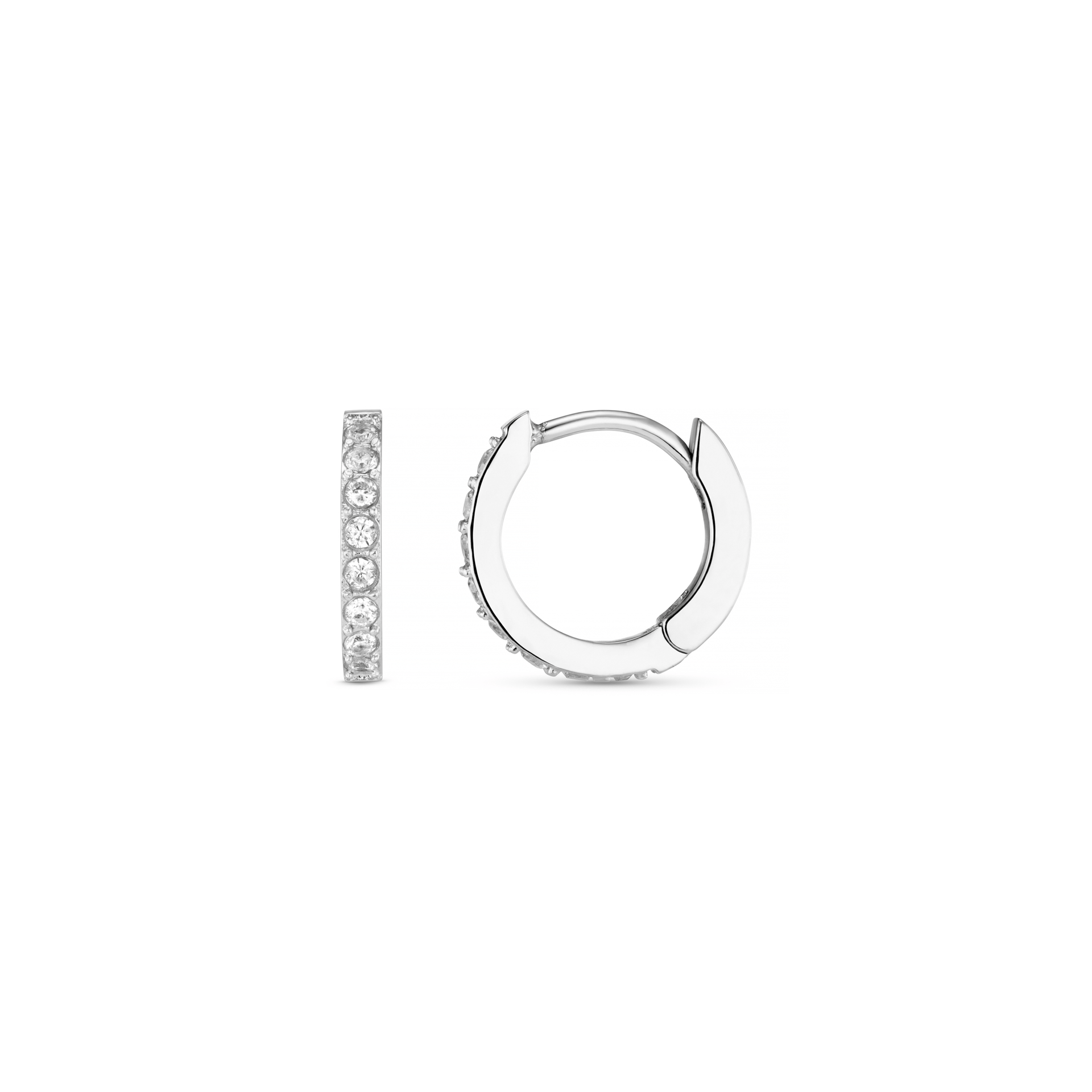 LUXE Pavé Huggie Hoop Earrings - Silver