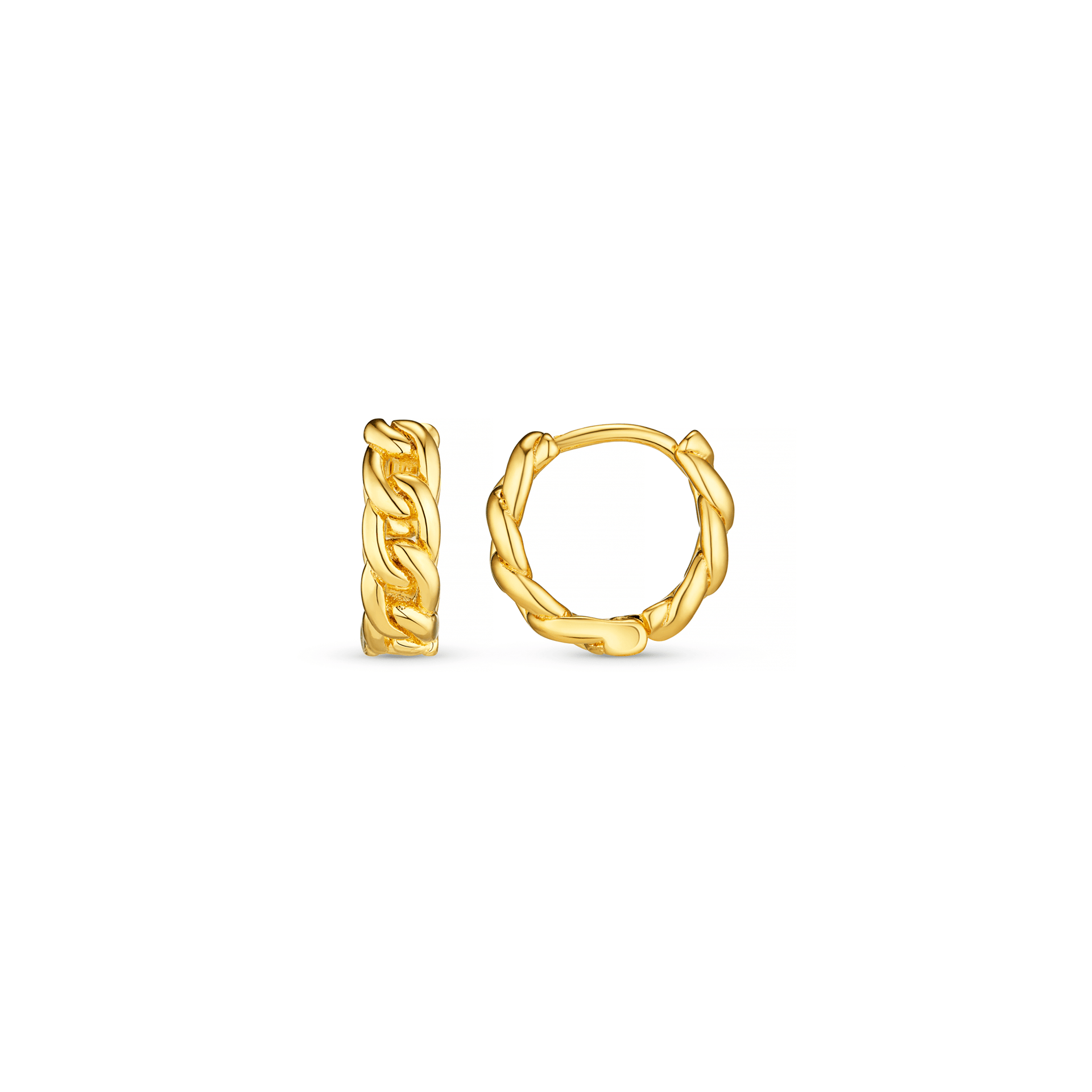 Mini Chain Huggie Hoop Earrings - Gold