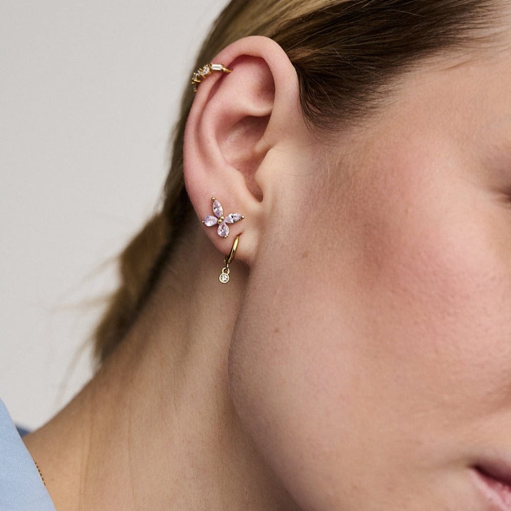 Mini Crystal Drop Micro Hoop Earrings Made With Swarovski® Crystals - Gold