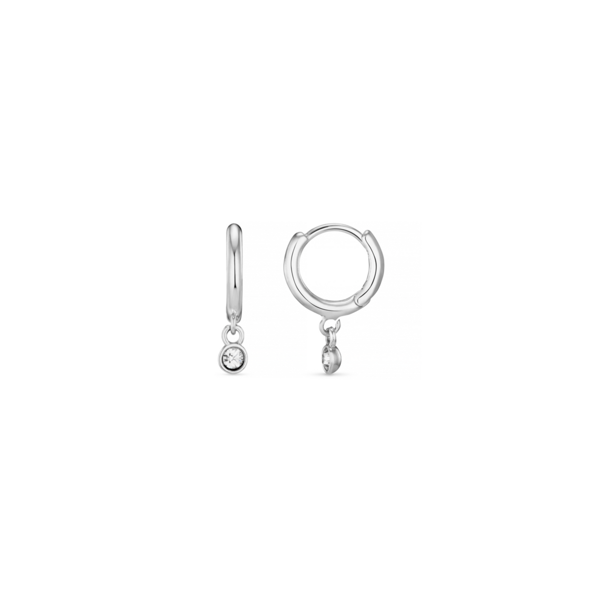 Mini Crystal Drop Micro Hoop Earrings Made With Swarovski® Crystals - Silver