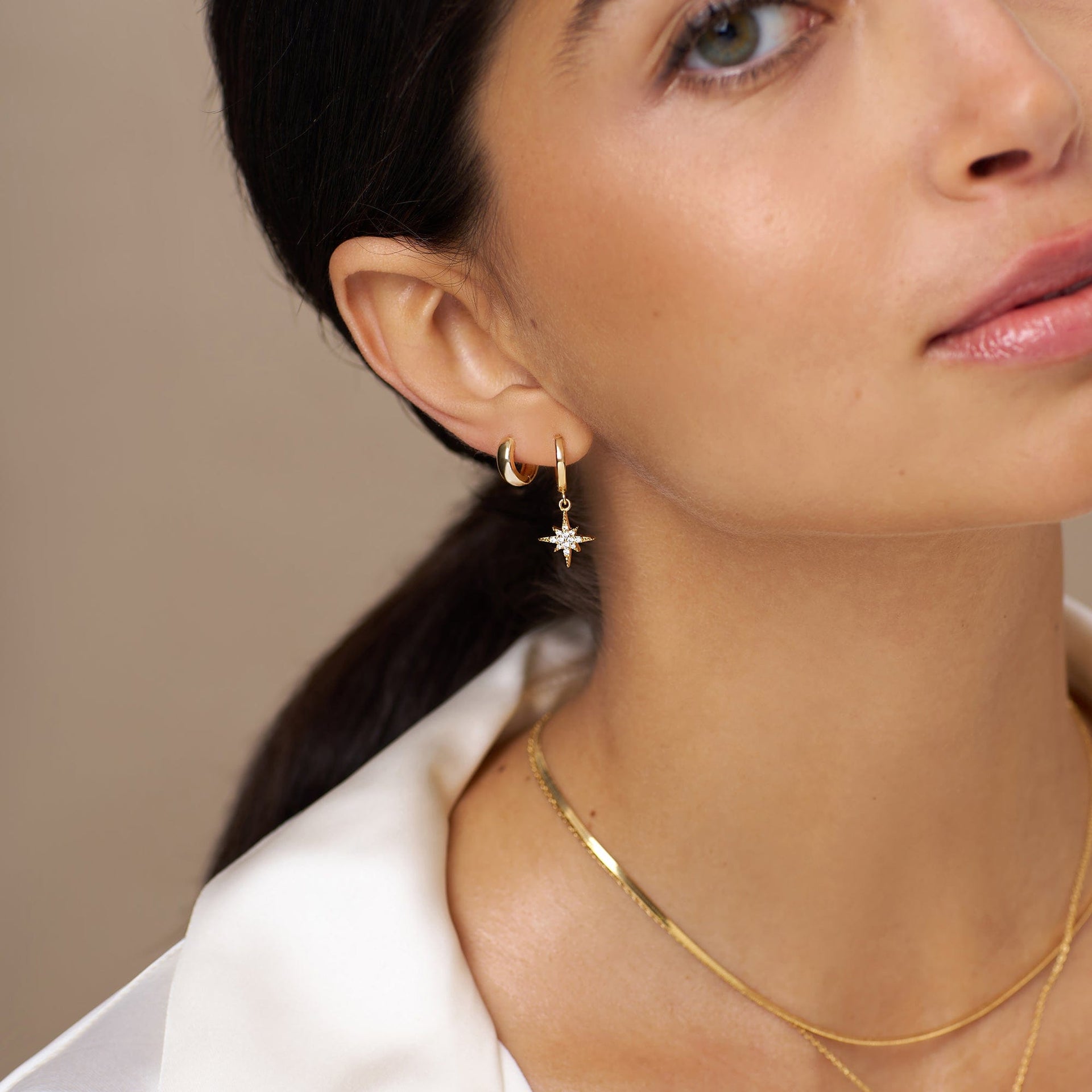 Mini Domed Clean Huggie Hoop Earrings - Gold