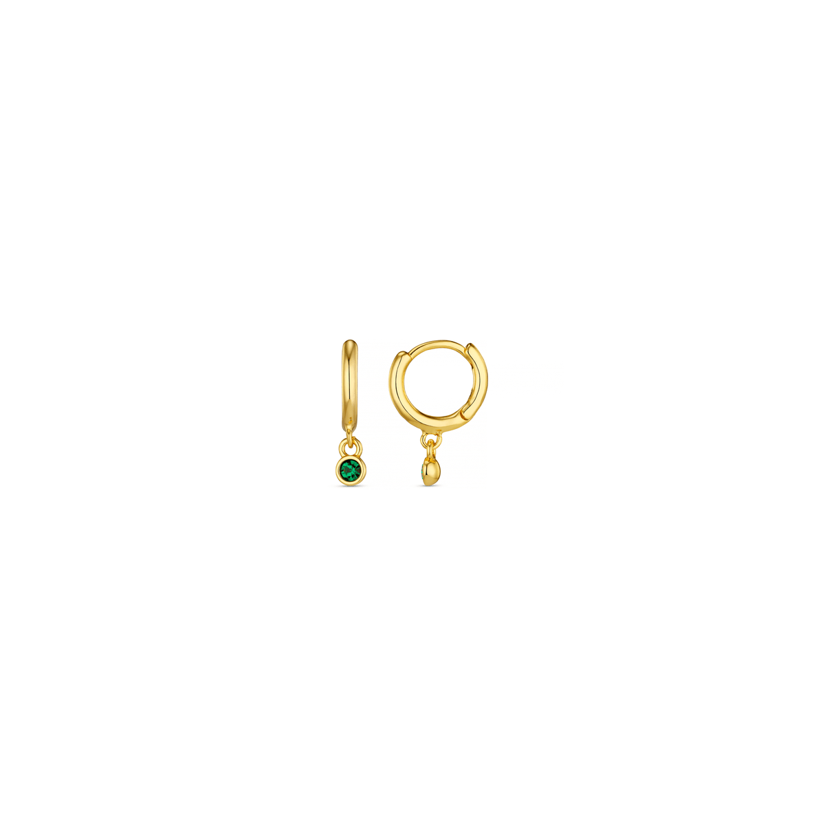 Mini Emerald Drop Micro Hoop Earrings Made With Swarovski® Crystals