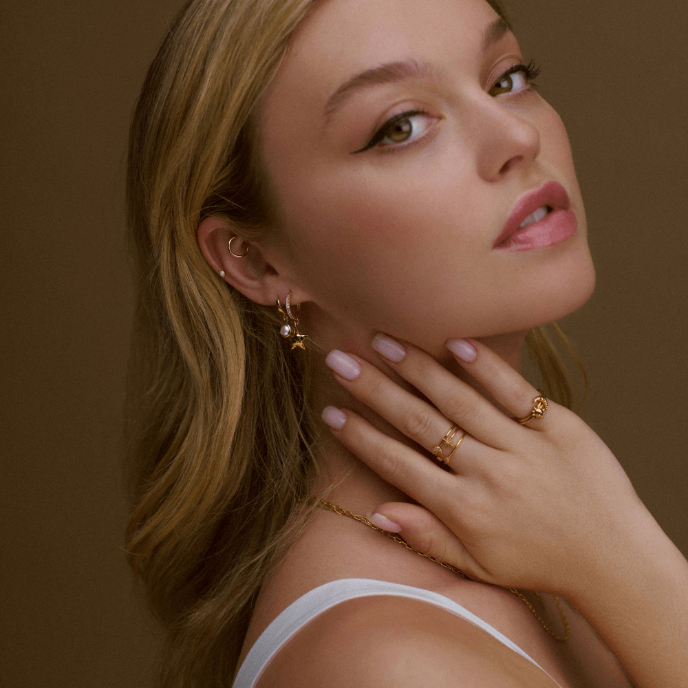 Molten Star & Pave Huggie Hoop Earrings