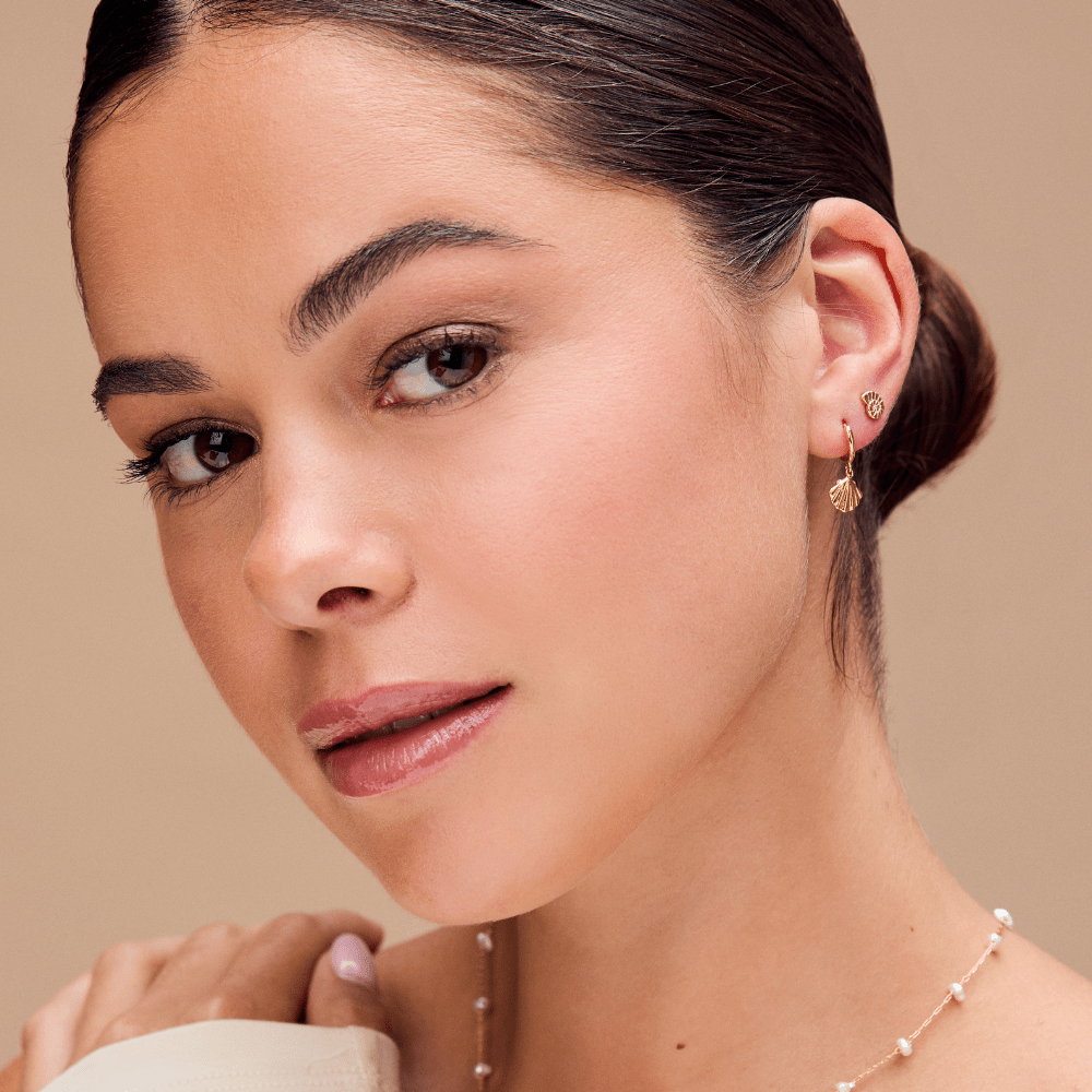 Shell Charm Micro Hoop Earrings