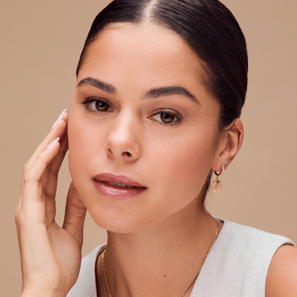 Shell Pavé Huggie Hoop Earrings