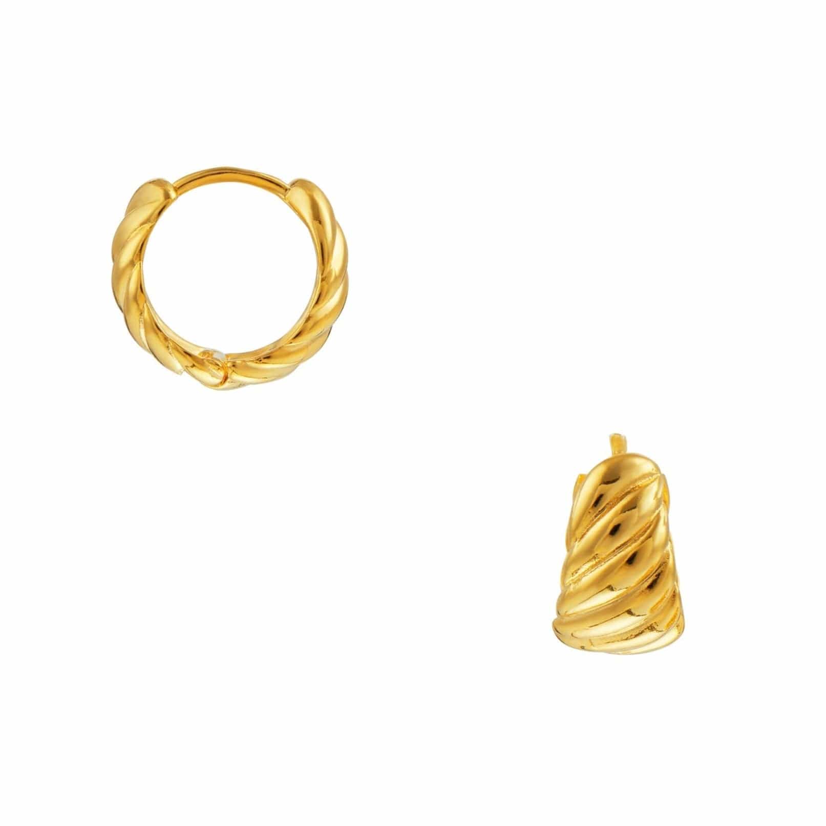 Twist Chubby Huggie Hoop Earrings - Gold
