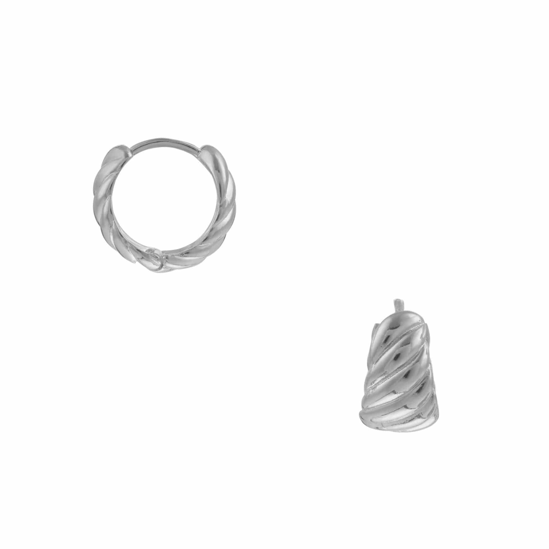 Twist Chubby Huggie Hoop Earrings - Silver