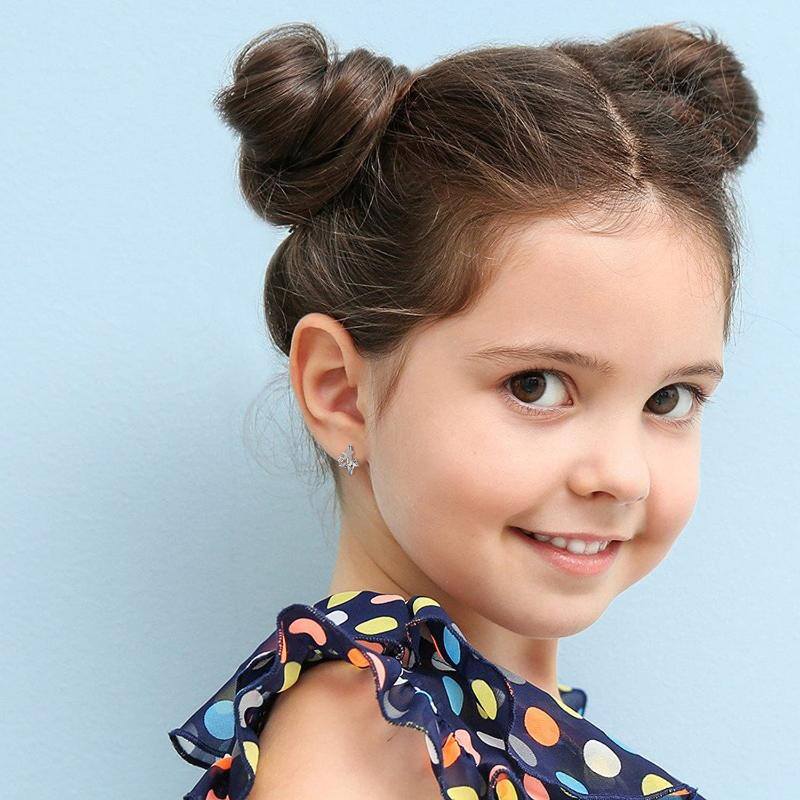 Sterling Silver Crystal Star Hoop Earrings