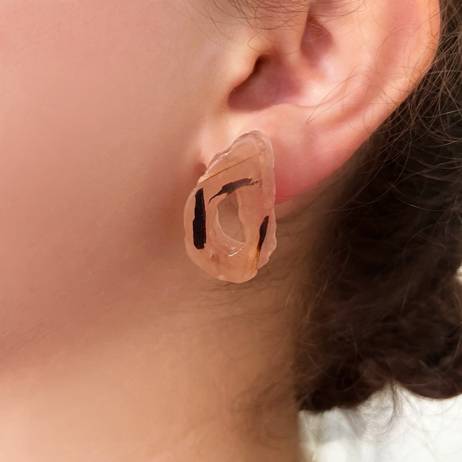 Hutton Cutout Pink Bio-Gem Earrings