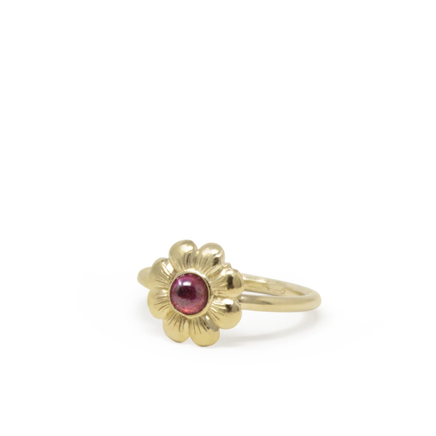 Mini Flower Gold-Plated Rhodolite Ring