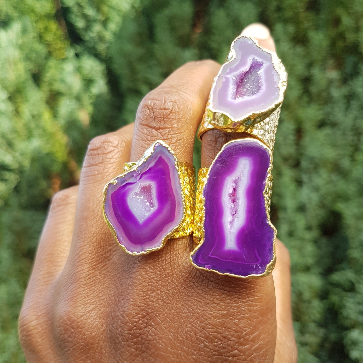 Purple Mega Gemstone Gold Statement Ring
