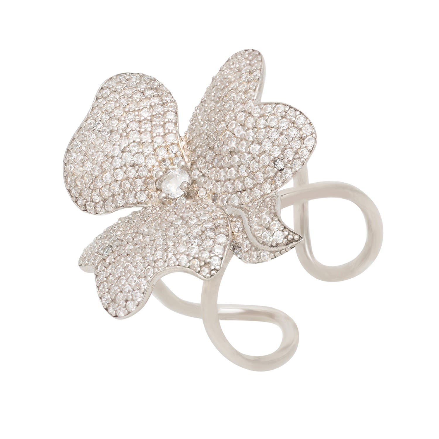 Flower Cocktail Ring Silver