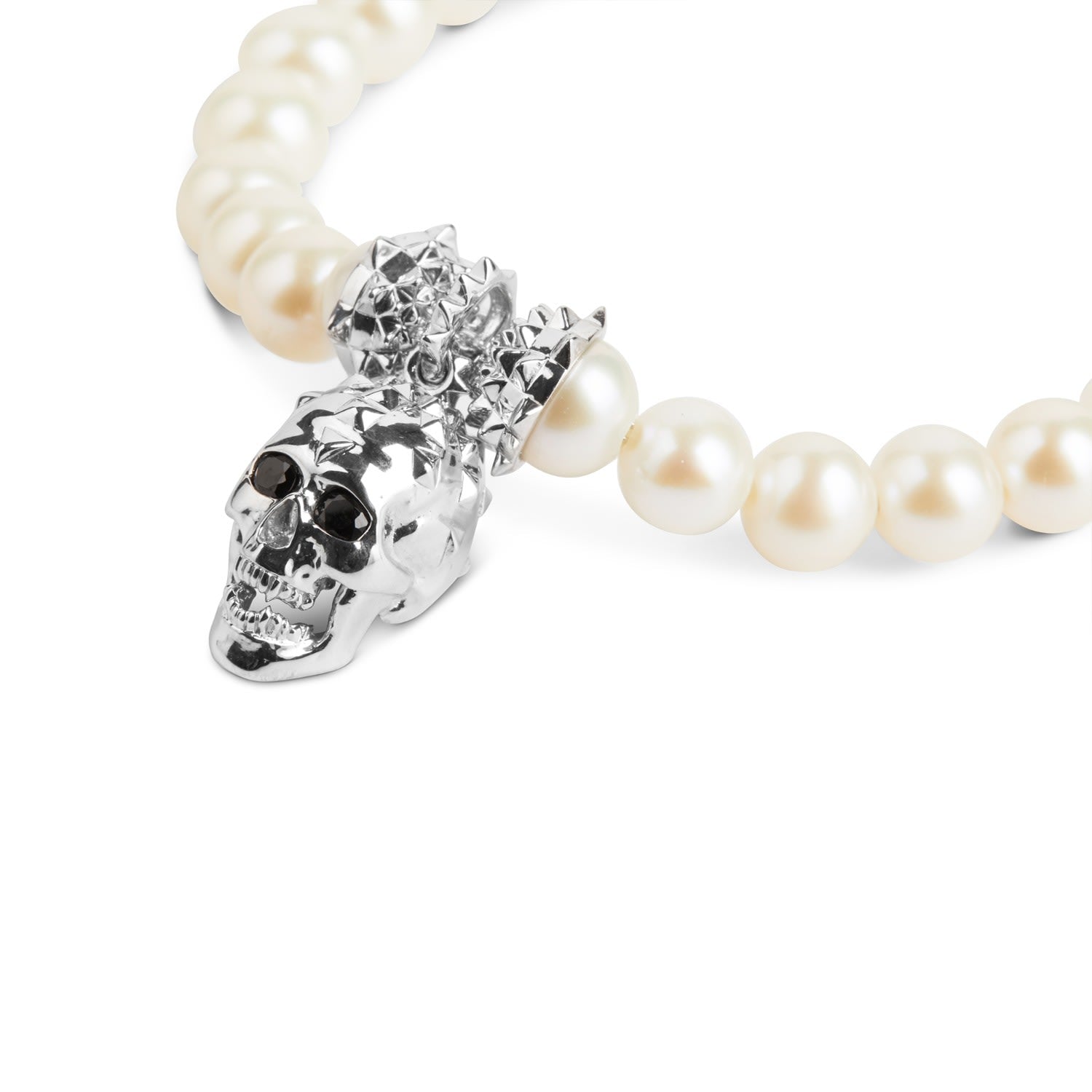 Skull Pearl Bracelet - Silver & Ivory