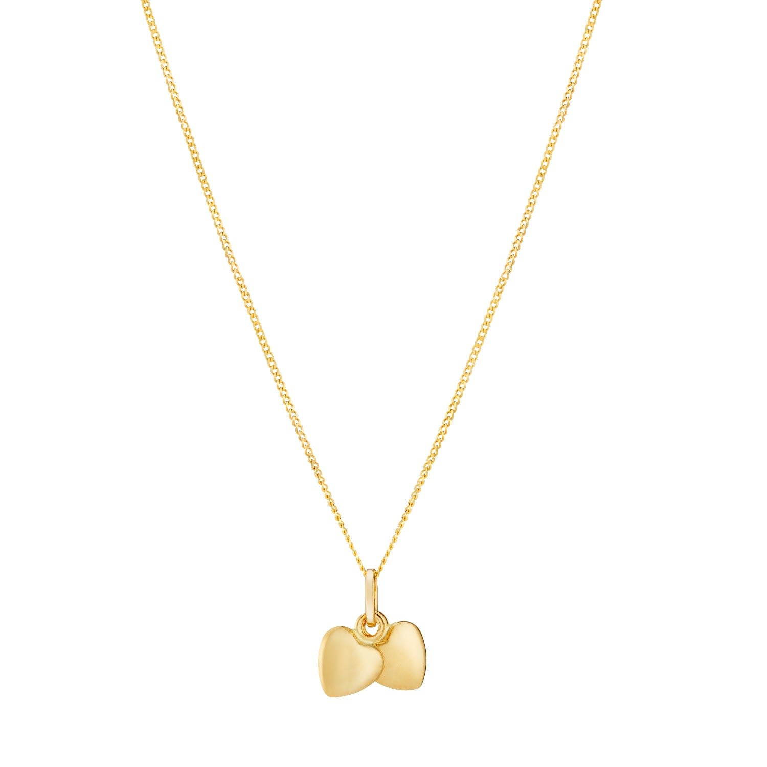 9Ct Gold Double Heart Charm Necklace