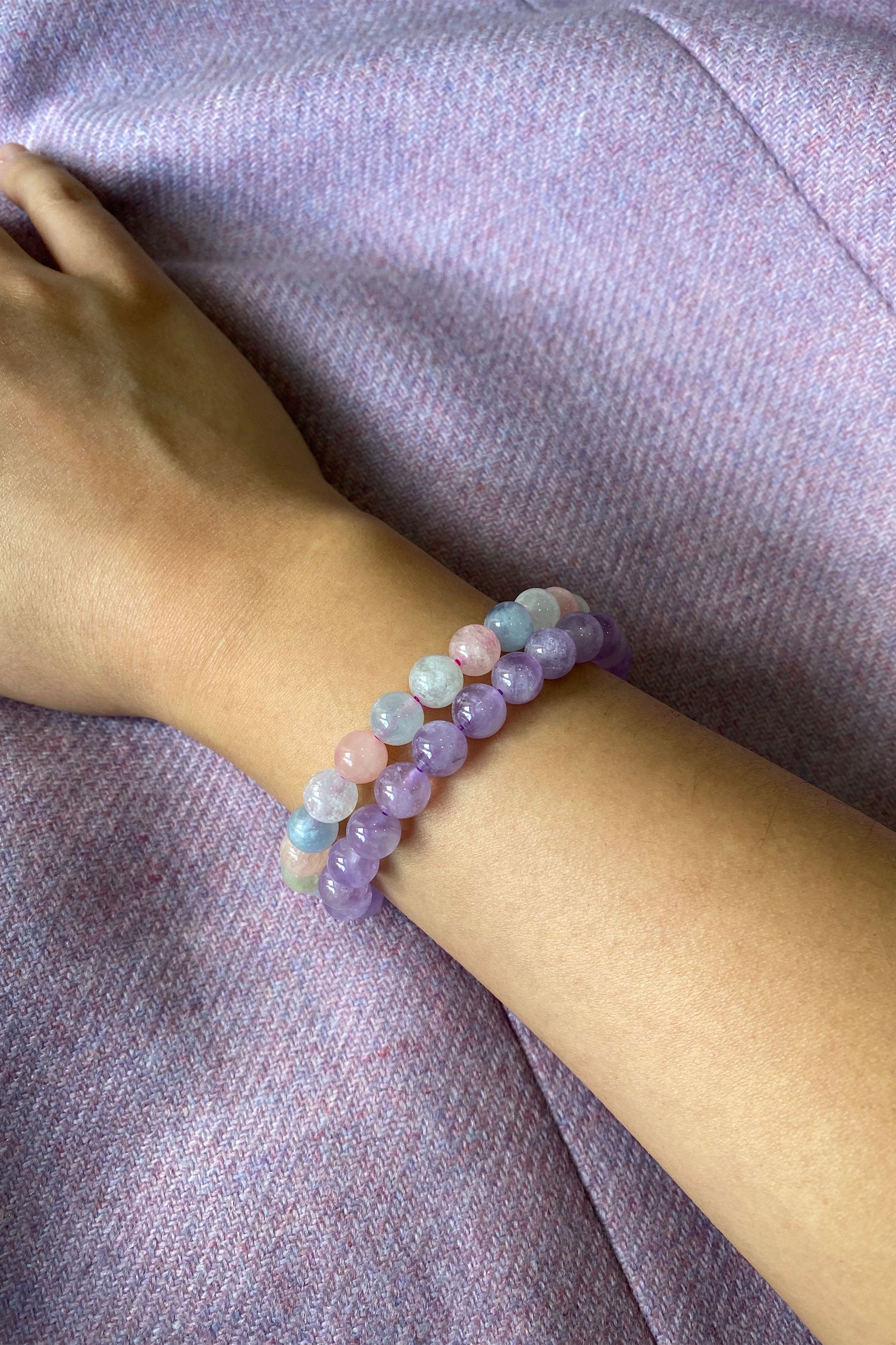 Billie Beaded Jade Stone Bracelet - Purple