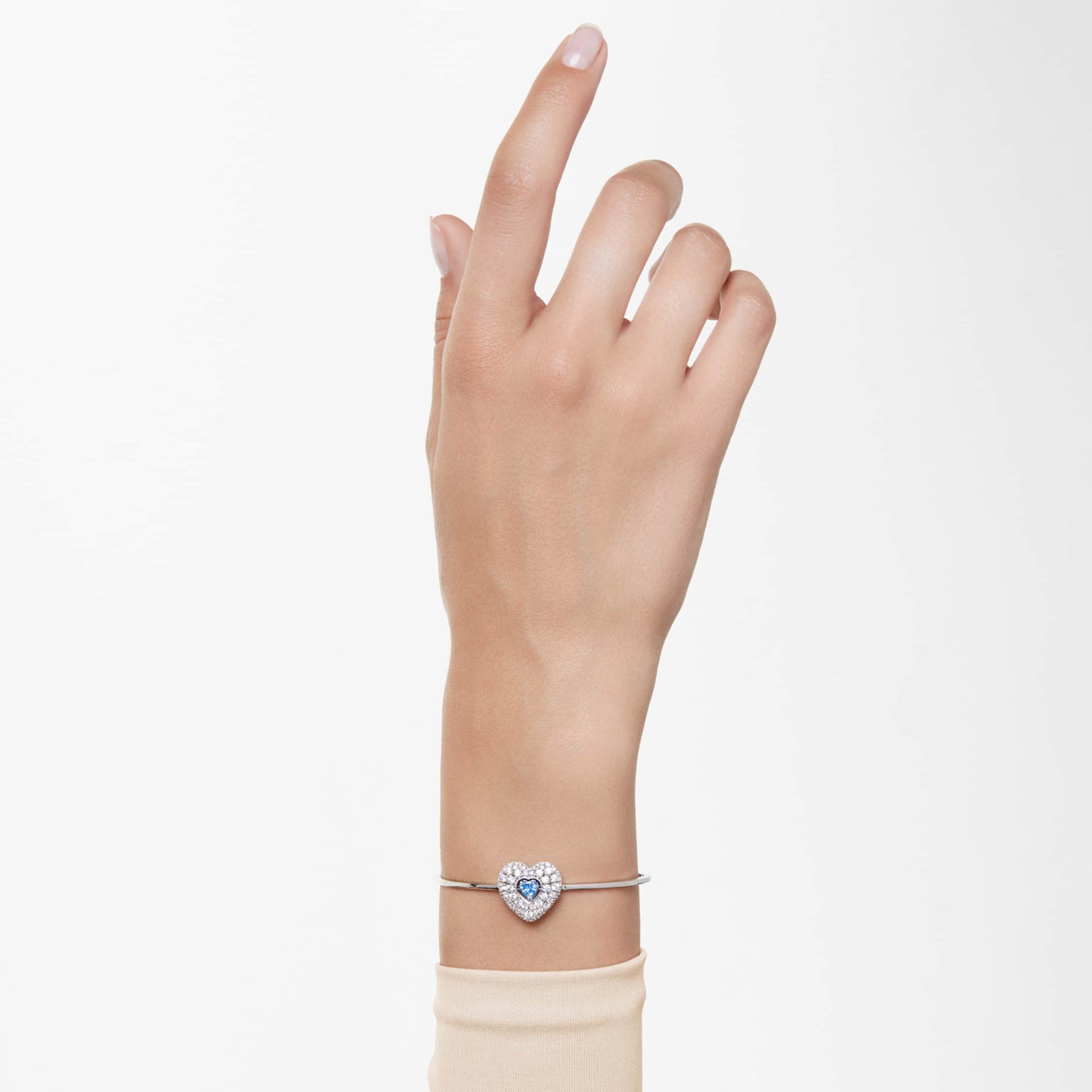 HYPERBOLA BANGLE HEART BLUE RHODIUM PLATED